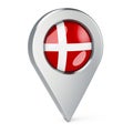 Map pointer with flag of Denmark, 3D rendering Royalty Free Stock Photo