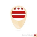 Map pointer with flag District of Columbia. Orange abstract map icon