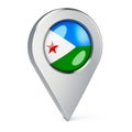 Map pointer with flag of Djibouti, 3D rendering Royalty Free Stock Photo
