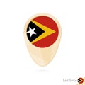 Map pointer with flag of East Timor. Orange abstract map icon Royalty Free Stock Photo