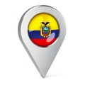 Map pointer with flag of Ecuador, 3D rendering Royalty Free Stock Photo
