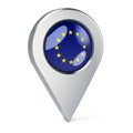 Map pointer with flag of the European Union, 3D rendering Royalty Free Stock Photo