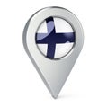 Map pointer with flag of Finland, 3D rendering Royalty Free Stock Photo