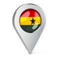 Map pointer with flag of Ghana, 3D rendering Royalty Free Stock Photo