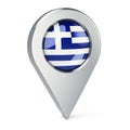 Map pointer with flag of Greece, 3D rendering Royalty Free Stock Photo