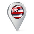 Map pointer with flag of Hawaii, 3D rendering Royalty Free Stock Photo