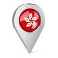 Map pointer with flag of Hong Kong, 3D rendering Royalty Free Stock Photo