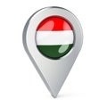 Map pointer with flag of Hungary, 3D rendering Royalty Free Stock Photo