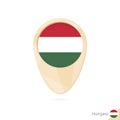 Map pointer with flag of Hungary. Orange abstract map icon Royalty Free Stock Photo