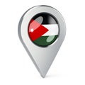 Map pointer with flag of Jordan, 3D rendering Royalty Free Stock Photo