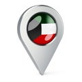 Map pointer with flag of Kuwait, 3D rendering Royalty Free Stock Photo