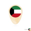 Map pointer with flag of Kuwait. Orange abstract map icon Royalty Free Stock Photo