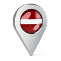 Map pointer with flag of Latvia, 3D rendering Royalty Free Stock Photo