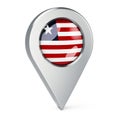 Map pointer with flag of Liberia, 3D rendering Royalty Free Stock Photo