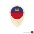 Map pointer with flag of Liechtenstein. Orange abstract map icon Royalty Free Stock Photo