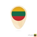 Map pointer with flag of Lithuania. Orange abstract map icon Royalty Free Stock Photo