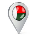 Map pointer with flag of Madagascar, 3D rendering Royalty Free Stock Photo