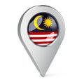 Map pointer with flag of Malaysia, 3D rendering Royalty Free Stock Photo