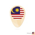 Map pointer with flag of Malaysia. Orange abstract map icon Royalty Free Stock Photo