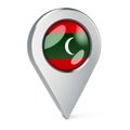 Map pointer with flag of Maldives, 3D rendering Royalty Free Stock Photo