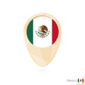 Map pointer with flag of Mexico. Orange abstract map icon Royalty Free Stock Photo