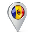 Map pointer with flag of Moldova, 3D rendering Royalty Free Stock Photo