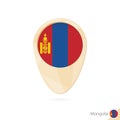 Map pointer with flag of Mongolia. Orange abstract map icon Royalty Free Stock Photo