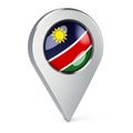 Map pointer with flag of Namibia, 3D rendering Royalty Free Stock Photo