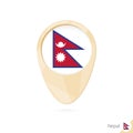 Map pointer with flag of Nepal. Orange abstract map icon Royalty Free Stock Photo