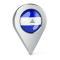Map pointer with flag of Nicaragua, 3D rendering Royalty Free Stock Photo