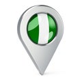 Map pointer with flag of Nigeria, 3D rendering Royalty Free Stock Photo