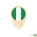 Map pointer with flag of Nigeria. Orange abstract map icon Royalty Free Stock Photo