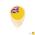 Map pointer with flag of Niue. Orange abstract map icon Royalty Free Stock Photo