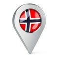 Map pointer with flag of Norway, 3D rendering Royalty Free Stock Photo