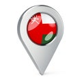 Map pointer with flag of Oman, 3D rendering Royalty Free Stock Photo