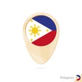 Map pointer with flag of Philippines. Orange abstract map icon Royalty Free Stock Photo