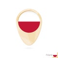 Map pointer with flag of Poland. Orange abstract map icon Royalty Free Stock Photo