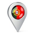 Map pointer with flag of Portugal, 3D rendering Royalty Free Stock Photo