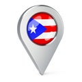 Map pointer with flag of Puerto Rico, 3D rendering Royalty Free Stock Photo