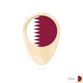 Map pointer with flag of Qatar. Orange abstract map icon Royalty Free Stock Photo