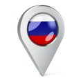 Map pointer with flag of Russia, 3D rendering Royalty Free Stock Photo