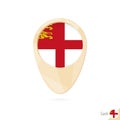 Map pointer with flag of Sark. Orange abstract map icon Royalty Free Stock Photo