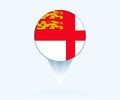 Map pointer with flag of Sark Royalty Free Stock Photo