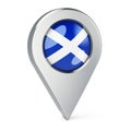 Map pointer with flag of Scotland, 3D rendering Royalty Free Stock Photo