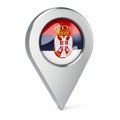 Map pointer with flag of Serbia, 3D rendering Royalty Free Stock Photo