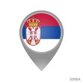 Map pointer with flag of Serbia Royalty Free Stock Photo