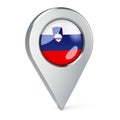 Map pointer with flag of Slovenia, 3D rendering Royalty Free Stock Photo