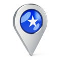 Map pointer with flag of Somalia, 3D rendering Royalty Free Stock Photo