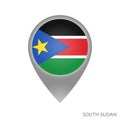 Map pointer with flag of South Sudan Royalty Free Stock Photo