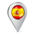 Map pointer with flag of Spain, 3D rendering Royalty Free Stock Photo